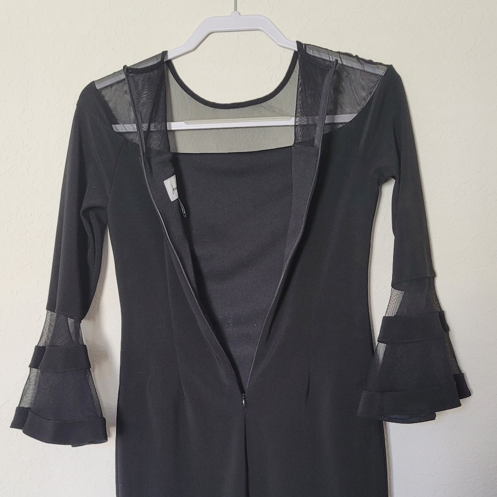 Joseph Ribkoff Black Dress with Mesh Accents Sz 4 - Picture 12 of 16